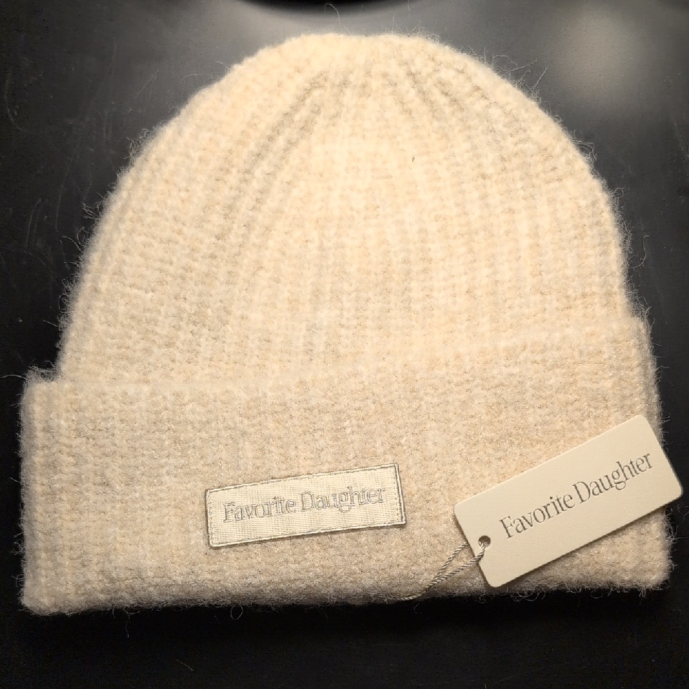 Favorite Daughter Cream Knit Beanie Wool Blend (NWT)